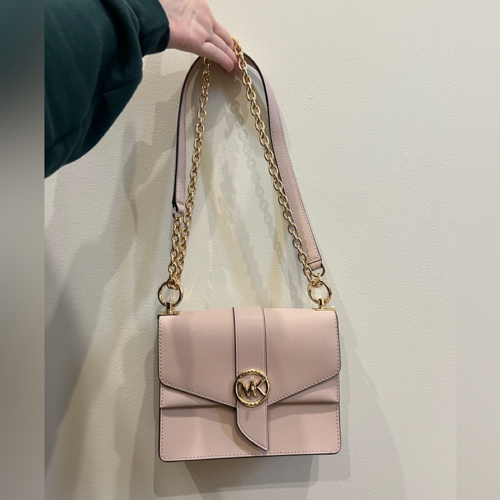 Michael Kors Pink Shoulder Bag with Gold Chain